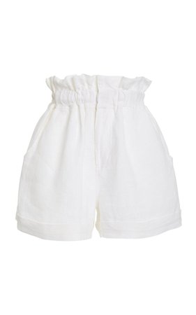 Posse Exclusive Ducky Oversized Paperbag-Waist Linen Shorts
