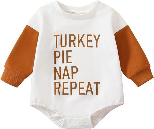 Amazon.com: Baby Girl Boy Thanksgiving Outfit Funny Letter Print Sweatshirt Romper Oversized Sweater Onesie Cute Fall Clothes (Sweeter Than Pie,6-12 Months): Clothing, Shoes & Jewelry