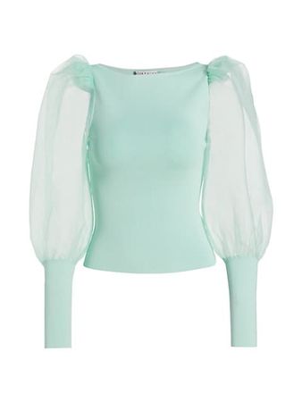 Shop Alice + Olivia Abella Puff-Sleeve Sweater | Saks Fifth Avenue