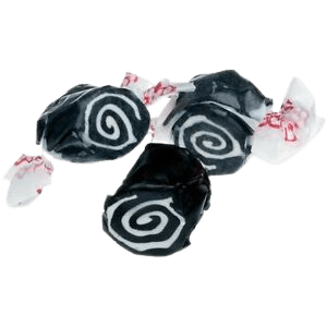black licorice swirl taffy