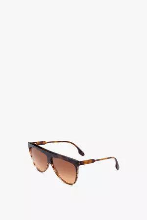Flat Top V Sunglasses In Striped Dark Havana – Victoria Beckham US
