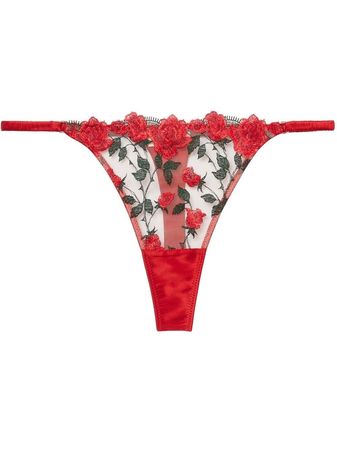 Fleur Du Mal Roses And Thorns Embroidered Thong - Farfetch