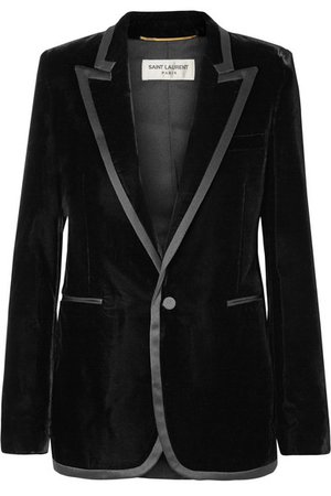 Saint Laurent | Satin-trimmed velvet blazer | NET-A-PORTER.COM