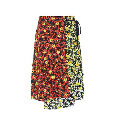 Floral-printed georgette skirt