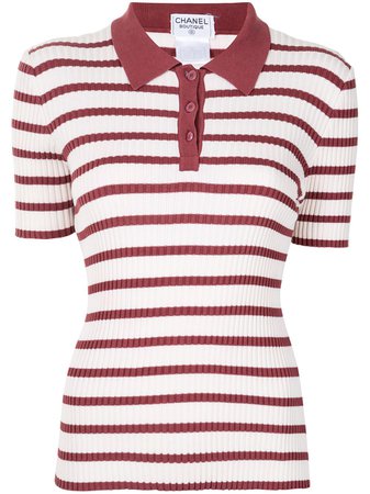 Chanel Pre-Owned 1998 Striped Knitted Polo Top - Farfetch