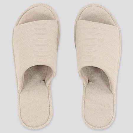 PILE STRIPED SLIPPERS | UNIQLO US natural