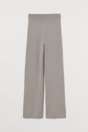 Knit Cashmere-blend Pants - Beige