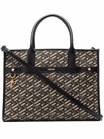 Shop Versace La Greca-print tote bag with Express Delivery - FARFETCH