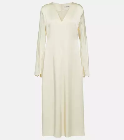 Satin Midi Dress in White - Jil Sander | Mytheresa