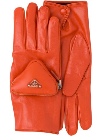 Prada pouch-detail logo gloves - FARFETCH