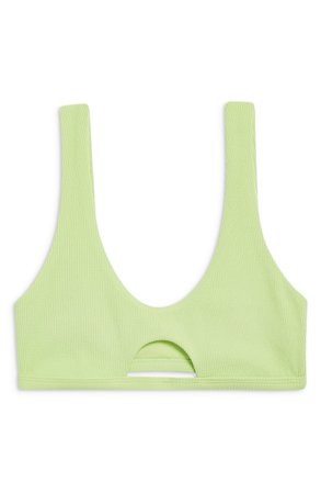 Topshop Cutout Rib Bikini Top neon lime