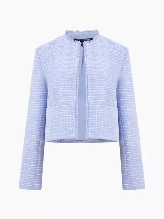 Effie Boucle Collarless Blazer Bluebell/Classic Cream | French Connection US