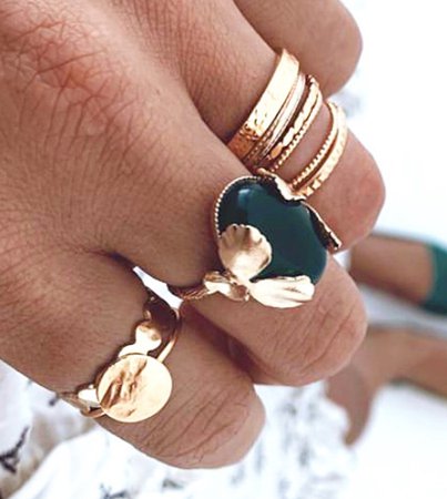green and gold rings