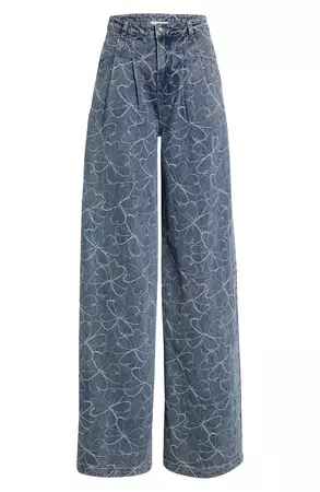 Ramy Brook Adley Embroidered Wide Leg Jeans | Nordstrom