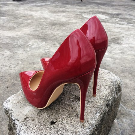 Veowalk Chile Red Women Patent Leather Basic High Heels Pointed Toe Sexy Pumps Elegant Ladies Burgundy Evening Dress Shoes-in Women's Pumps from Shoes on Aliexpress.com | Alibaba Group