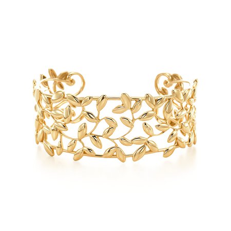Paloma Picasso Olive Leaf narrow cuff bracelet in 18k gold, small model
