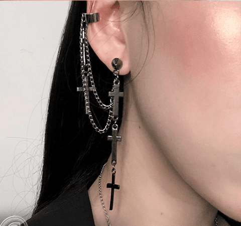 Punk cross chain earrings yv42081 – Youvimi