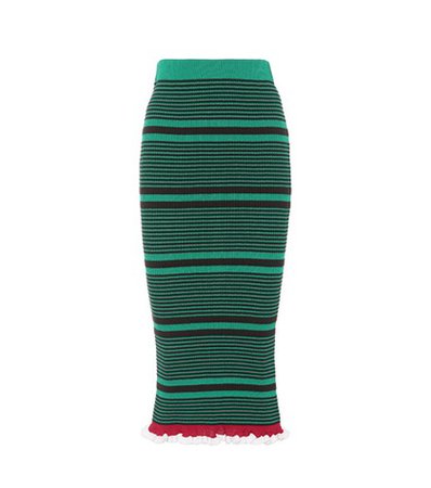 Striped cotton-blend skirt
