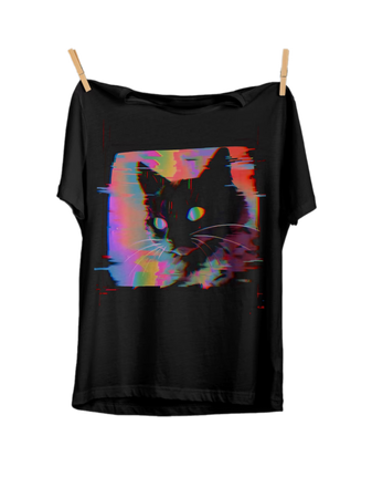 Psychedelic Weirdcore Cat T-Shirt | Vaporwave Aesthetic | Trippy Alt Clothing | Grunge Clothes | Harajuku Punk | Rave Gear