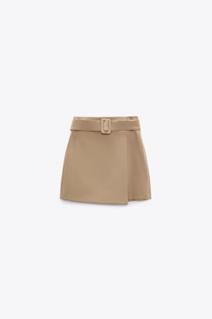 BELTED MINI SKIRT - taupe brown | ZARA United States