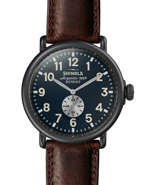 Shinola Men's 47mm Runwell Leather Watch | Neiman Marcus