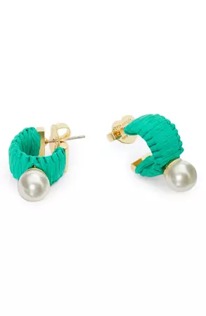 kate spade new york imitation pearl mini hoop earrings | Nordstrom