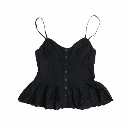 black lace eyelet fairycore button up camisole tank top