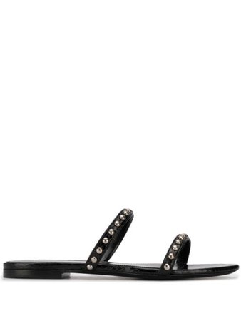 Saint Laurent Kate Slip-On Sandals 606839EX7LL Black | Farfetch