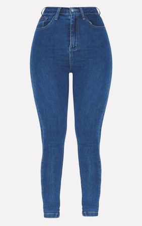 Prettylittlething Mid Blue 5 Pocket Skinny Jean | PrettyLittleThing
