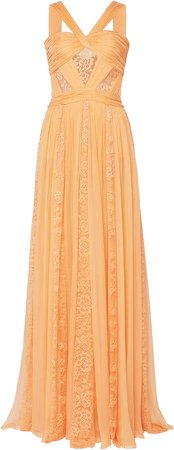 Zuhair Murad Lace-Detailed Organza Maxi Dress Size: 32