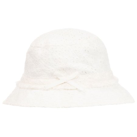Lili Gaufrette - Girls Ivory Cotton Lace Hat | Childrensalon
