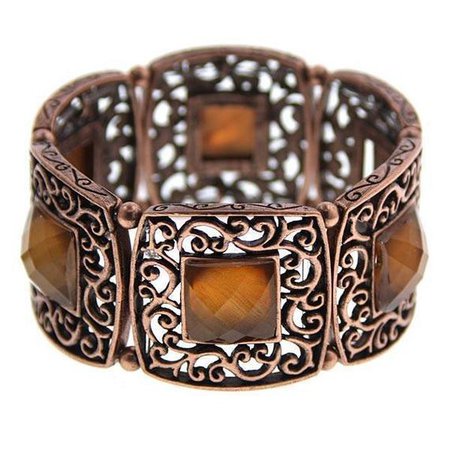 Copper-Tone Brown Faceted Stretch Bracelet