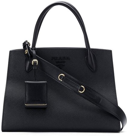 Black monogram leather tote bag