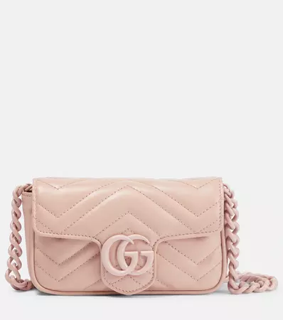 GG Marmont Leather Belt Bag in Pink - Gucci | Mytheresa