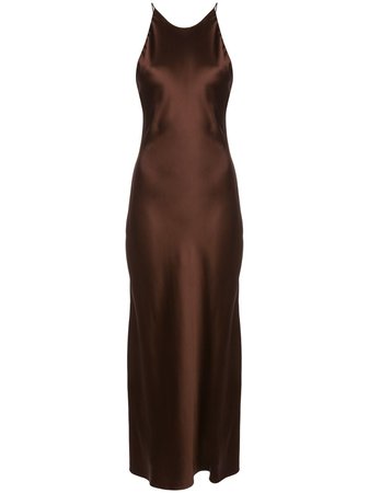 Brown Rosetta Getty satin slip dress - Farfetch