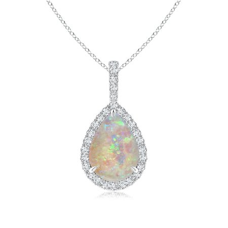 Opal Teardrop Pendant with Diamond Halo $1,700