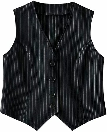 Amazon.com: Jeovuanun Womens Striped Button Dressy Vest Jacket Casual Stretchy OL Fitted Tuxedo Suit Waistcoat (Medium, Black) : Sports & Outdoors