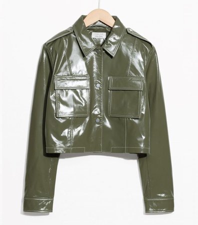 green patent leather jacket