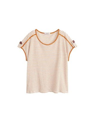 Violeta BY MANGO Flecked linen-blend t-shirt