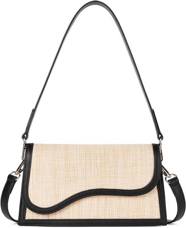 Amazon.com: Telena Shoulder Bag for Women, Vegan Leather Women's Shoulder Purses Handbags with 2 Removable Strap Crossbody Bag Purses Beige with Black : Clothing, Shoes & Jewelry