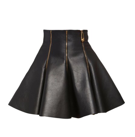 Versace Flared Leather Zip Skirt