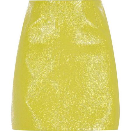 Lime crinkle vinyl mini skirt
