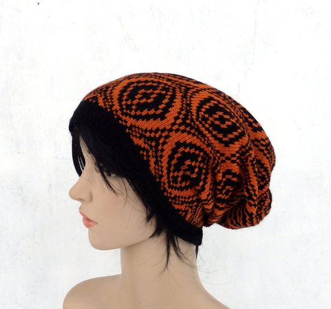 winter knitted hats orange and black - Google Search
