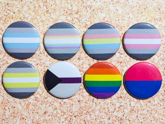 Demiboy Demigirl Demigender Pansexual Gay Lesbian LGBT buttons pins