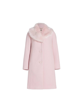 pink kate spade new york Mainline Faux Fur Collar Wool Coat