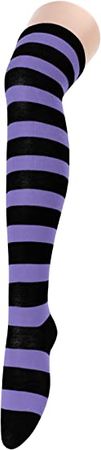 Amazon.com: Womens Over Knee High Striped Socks Cute Thigh High Socks Cosplay Tube Socks for Costume Halloween Party/Gothic Purple&Black Strips One Size : Everything Else