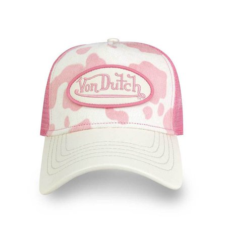 Pink & White Cow Print Pony Hair Trucker - Von Dutch