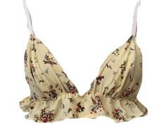 cream and red floral ruffle bralette