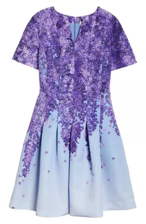 Oscar de la Renta Lilac Print Faille Dress | Nordstrom