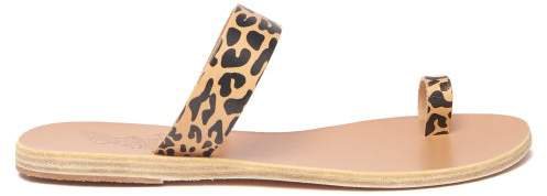 Thalia Cheetah Print Leather Sandals - Womens - Tan Multi